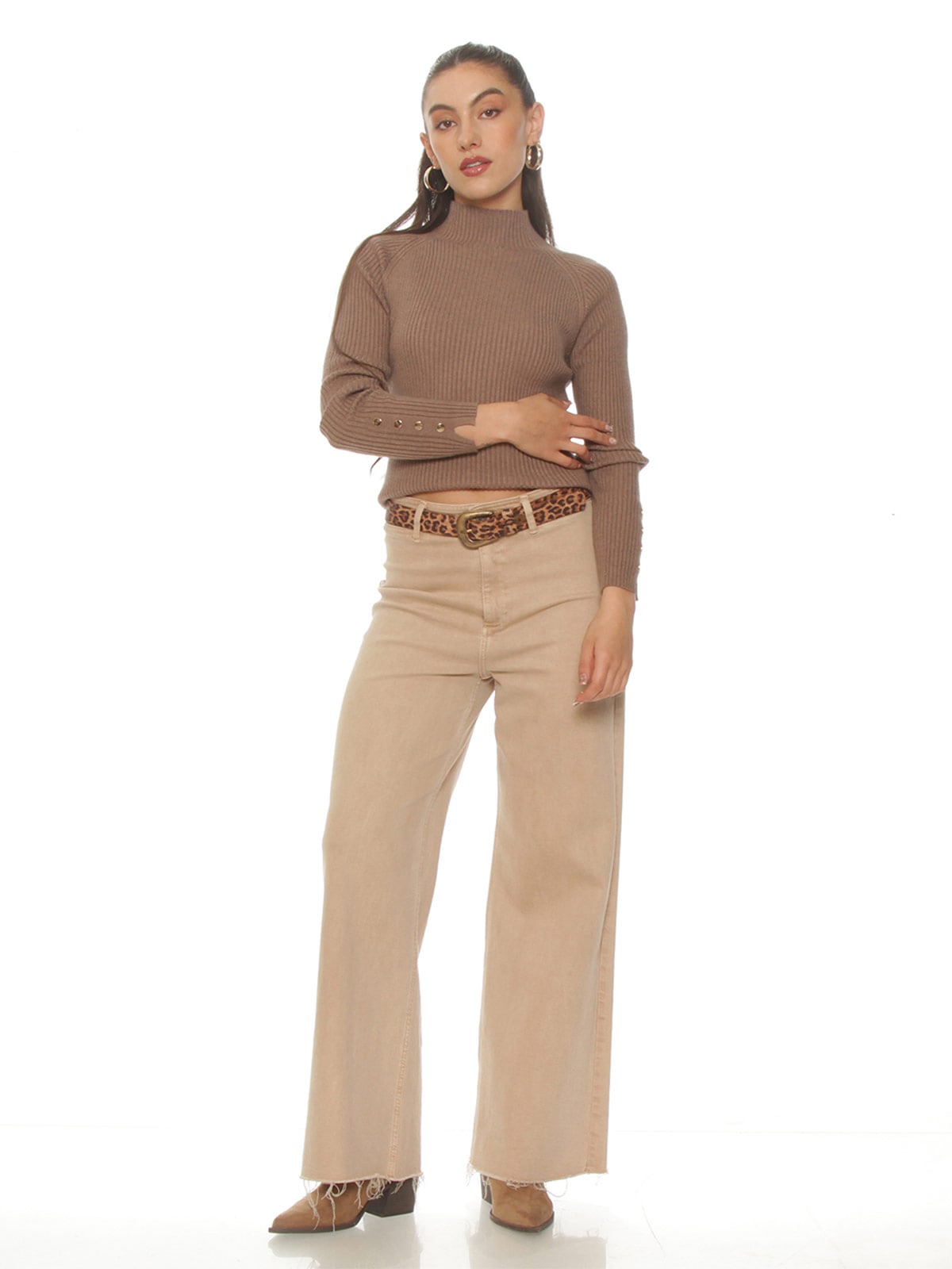SWEATER MUJER WADOS CUELLO ALTO MANGA LARGA BOTONES - 4