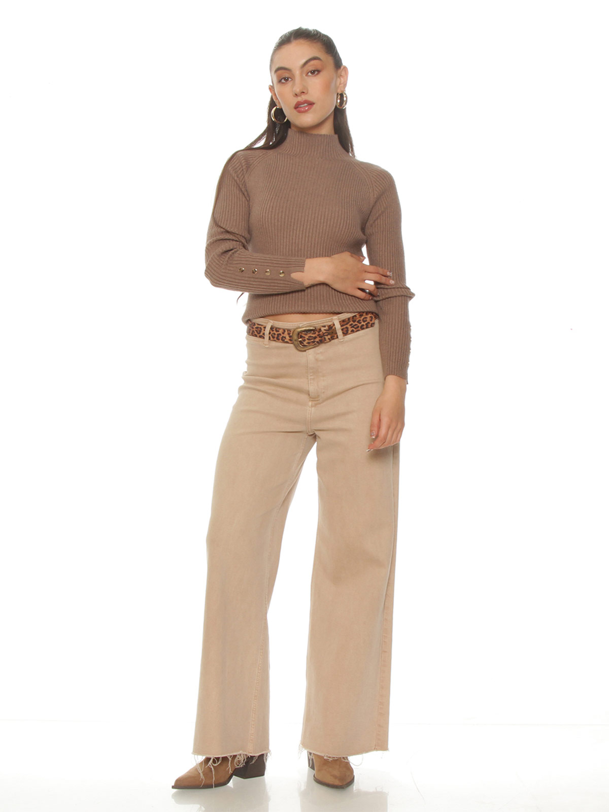 SWEATER MUJER WADOS CUELLO ALTO MANGA LARGA BOTONES - 4
