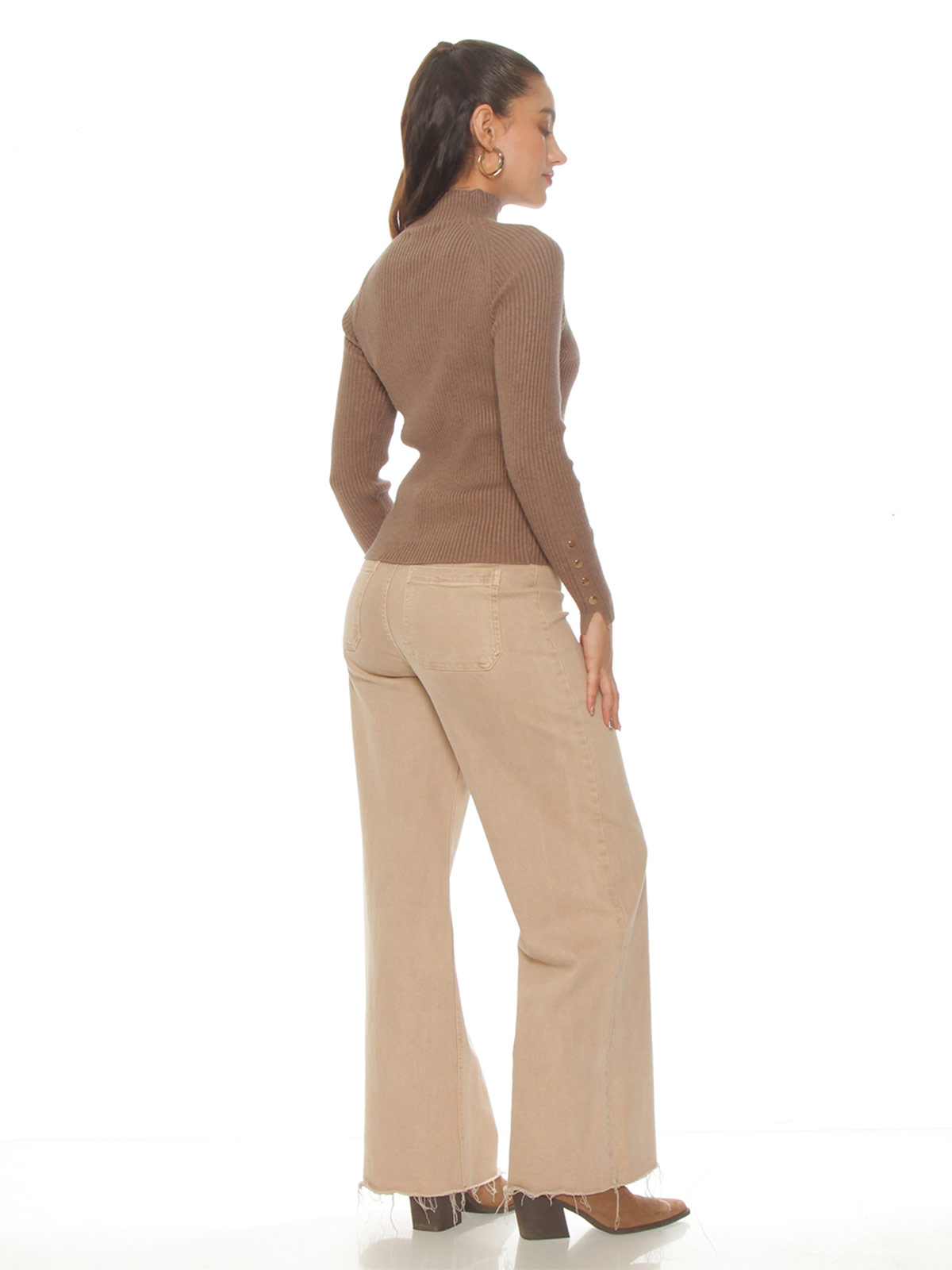 SWEATER MUJER WADOS CUELLO ALTO MANGA LARGA BOTONES - 5