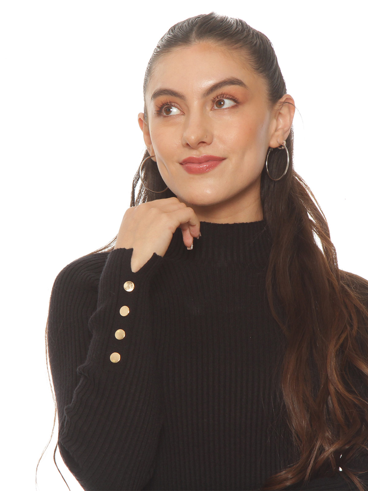 SWEATER MUJER WADOS CUELLO ALTO MANGA LARGA BOTONES - 3