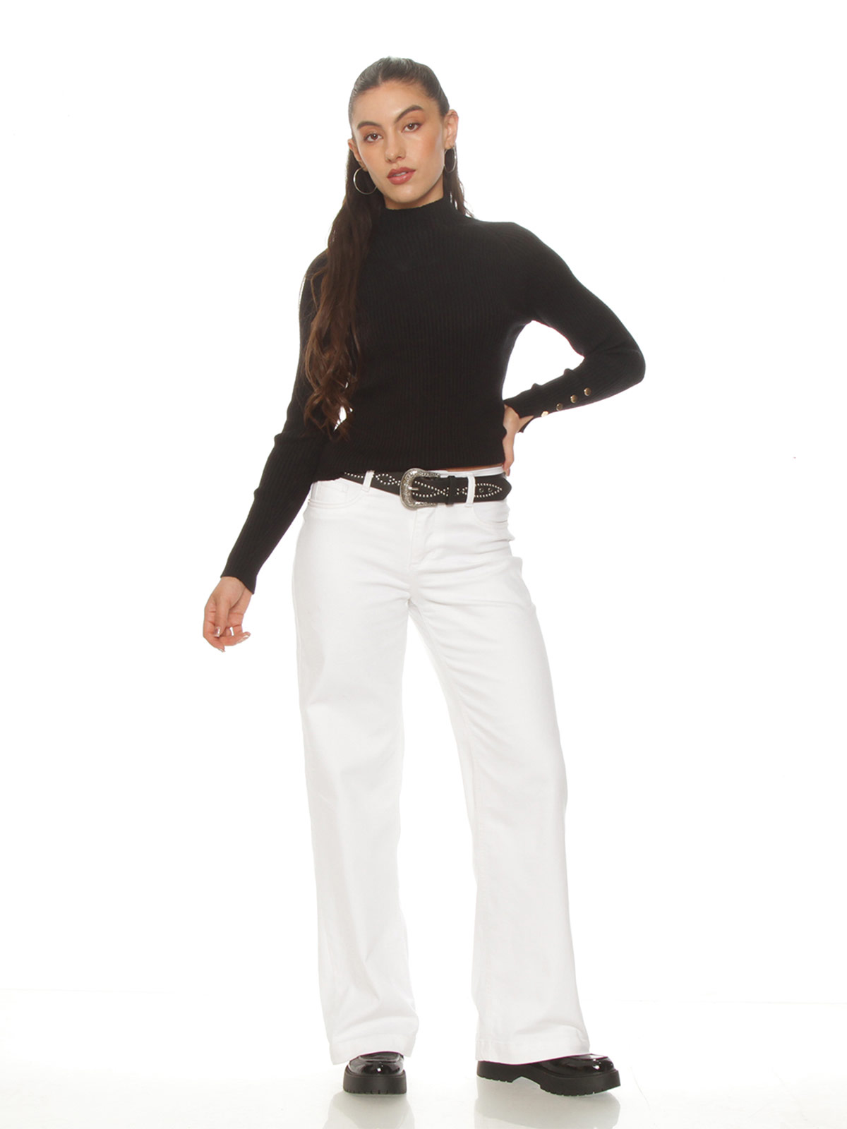 SWEATER MUJER WADOS CUELLO ALTO MANGA LARGA BOTONES - 4