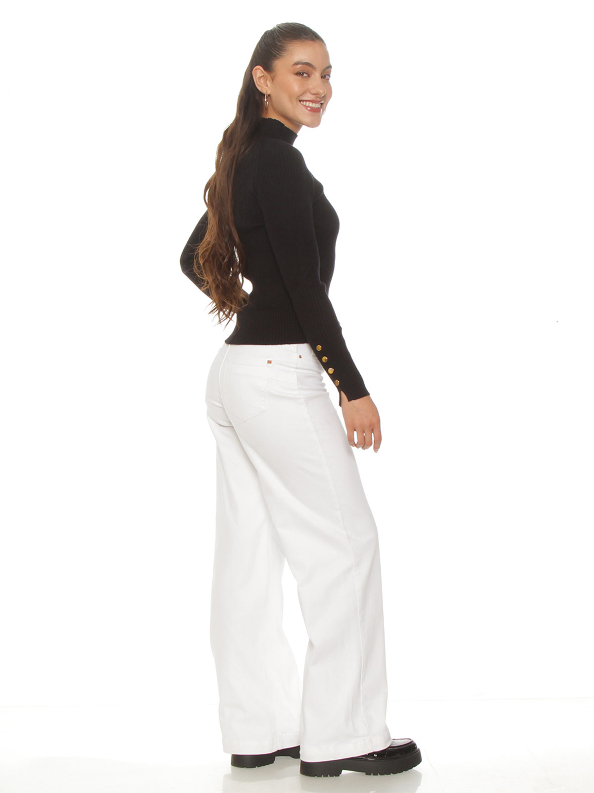 SWEATER MUJER WADOS CUELLO ALTO MANGA LARGA BOTONES - 5