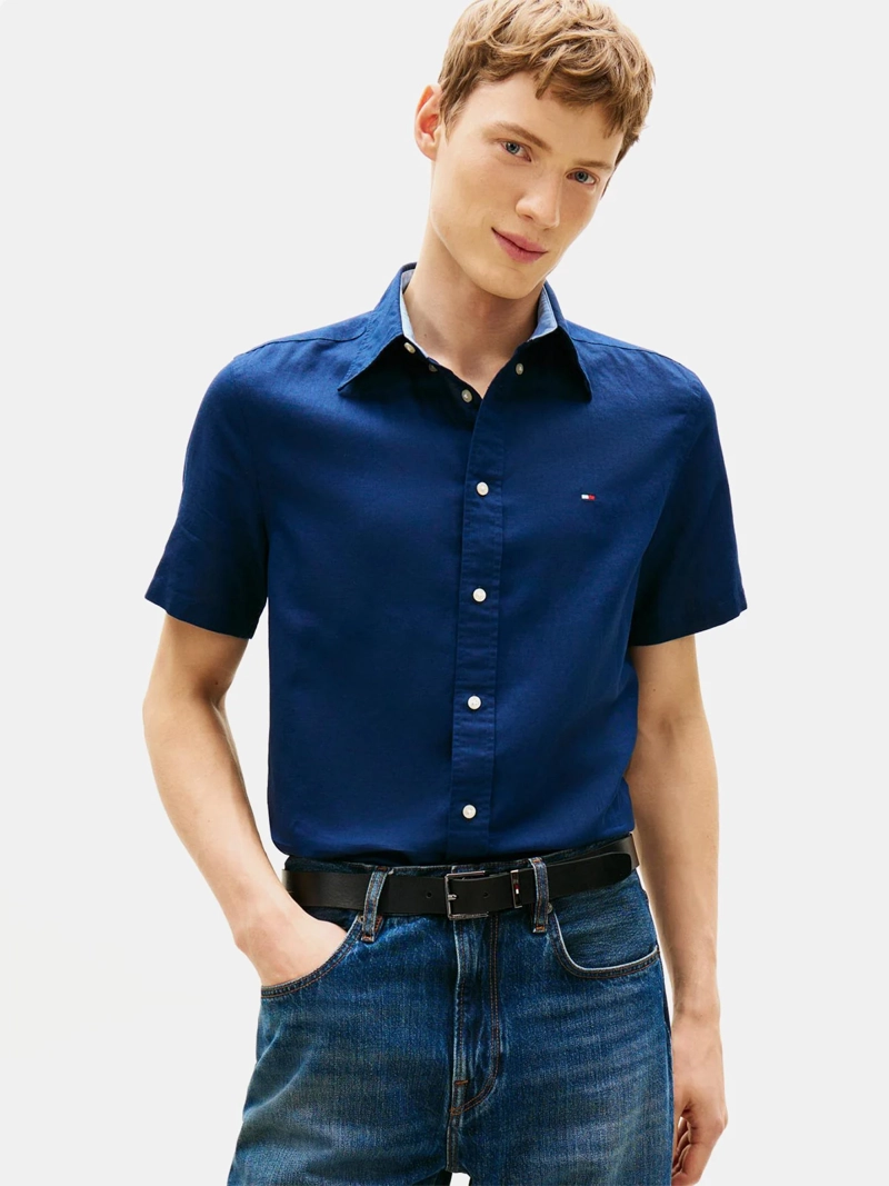 CAMISA HOMBRE TOMMY HILFIGER ALGODÓN LINO MANGA CORTA - 1