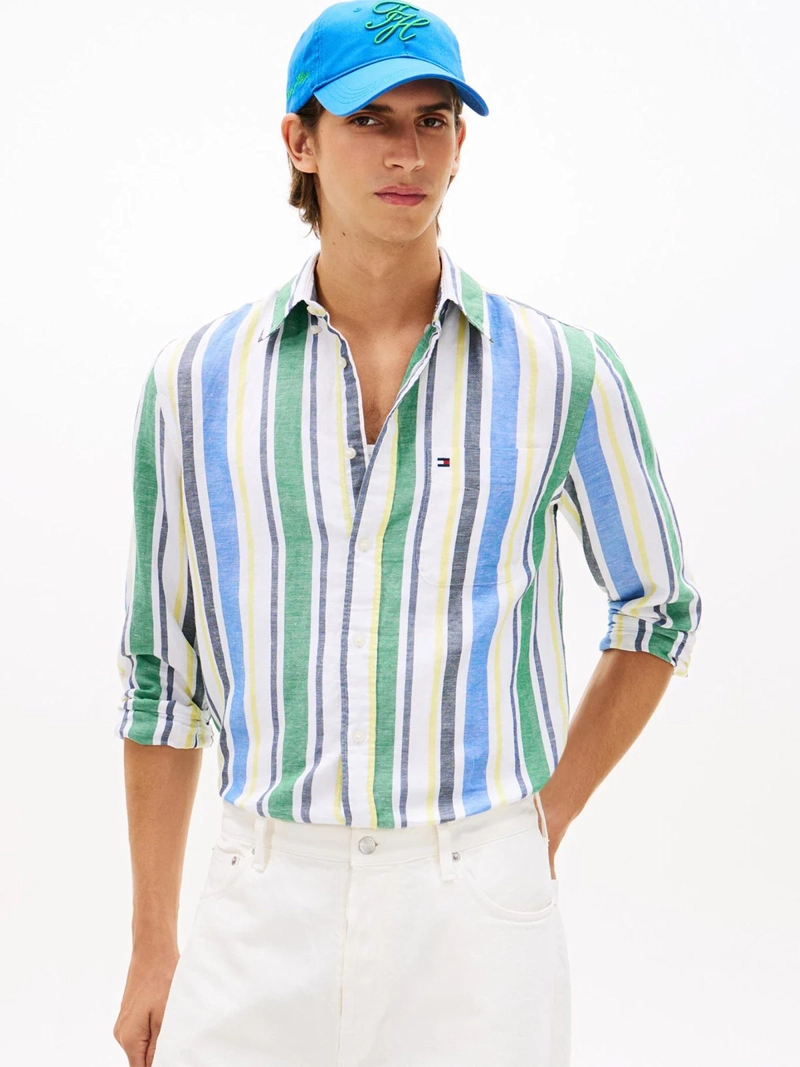 CAMISA HOMBRE TOMMY HILFIGER ALGODÓN LINO MANGA LARGA - 1