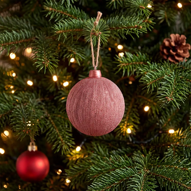 ADORNO NAVIDEÑO RIPLEY HOME WINE ROSE ESFERA GLITTER ROSADO - 1