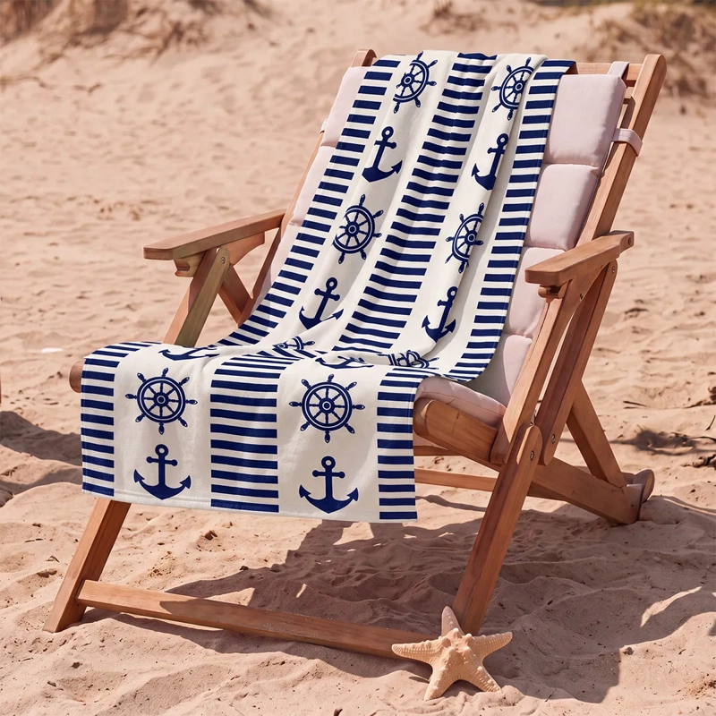 TOALLA DE PLAYA REGATTA VELOUR SÍMBOLOS NÁUTICOS