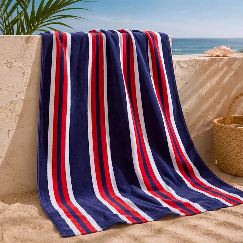 TOALLA DE PLAYA REGATTA VELOUR STRIPES NÁUTICAS