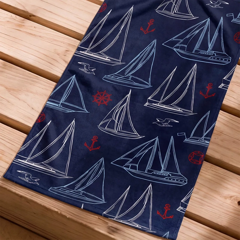TOALLA DE PLAYA REGATTA VELOUR VELERO AZUL