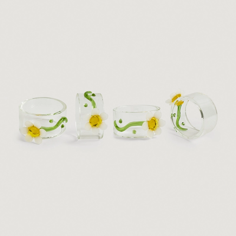 SET X4 PORTA SERVILLETAS RIPLEY HOME VIDRIO AMARILLO - 2