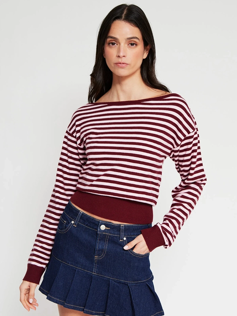 SWEATER MUJER INDEX MANGA LARGA ASIMÉTRICO RAYAS - 2