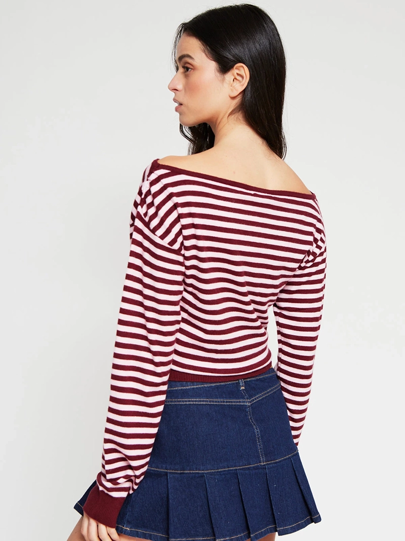 SWEATER MUJER INDEX MANGA LARGA ASIMÉTRICO RAYAS - 3