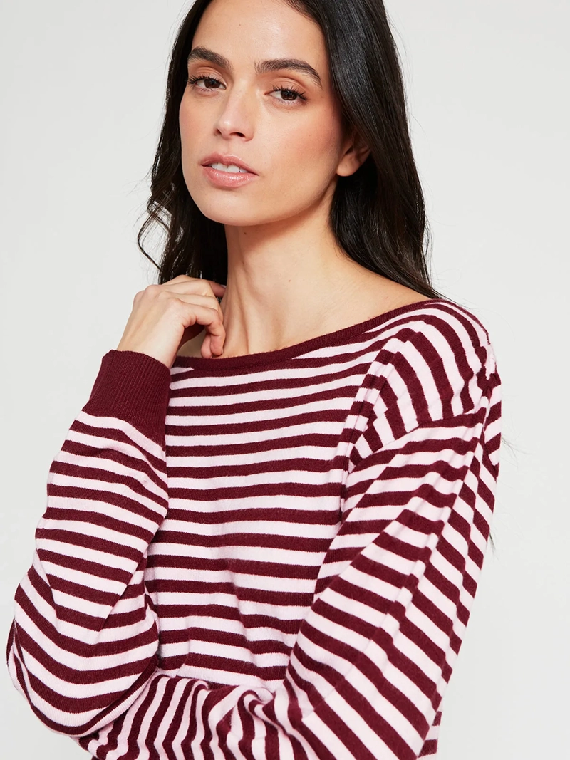 SWEATER MUJER INDEX MANGA LARGA ASIMÉTRICO RAYAS - 4