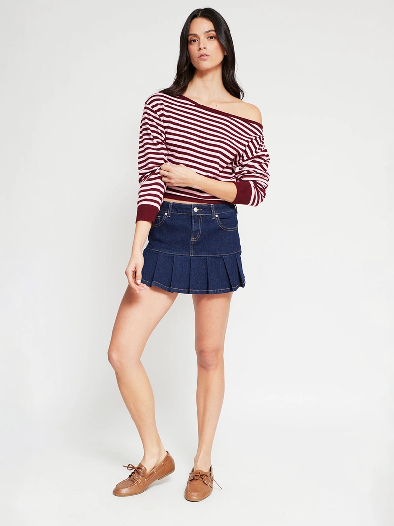 SWEATER MUJER INDEX MANGA LARGA ASIMÉTRICO RAYAS - 5