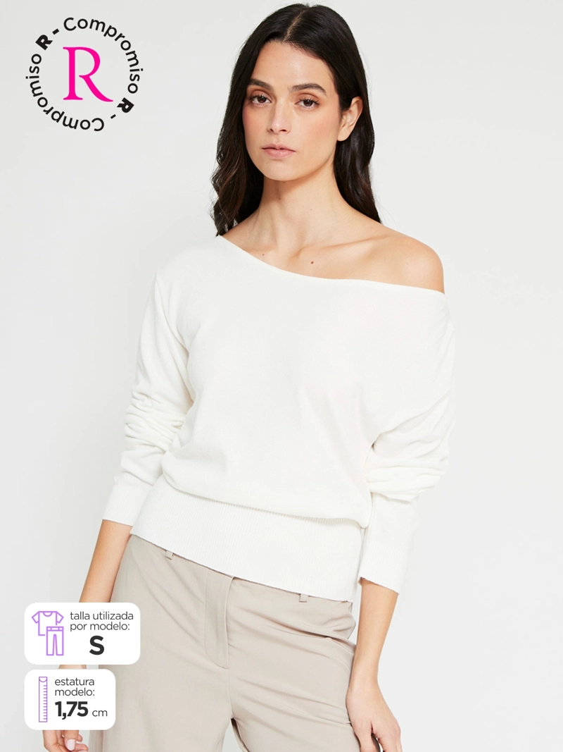 SWEATER MUJER INDEX MANGA LARGA ASIMÉTRICO RAYAS