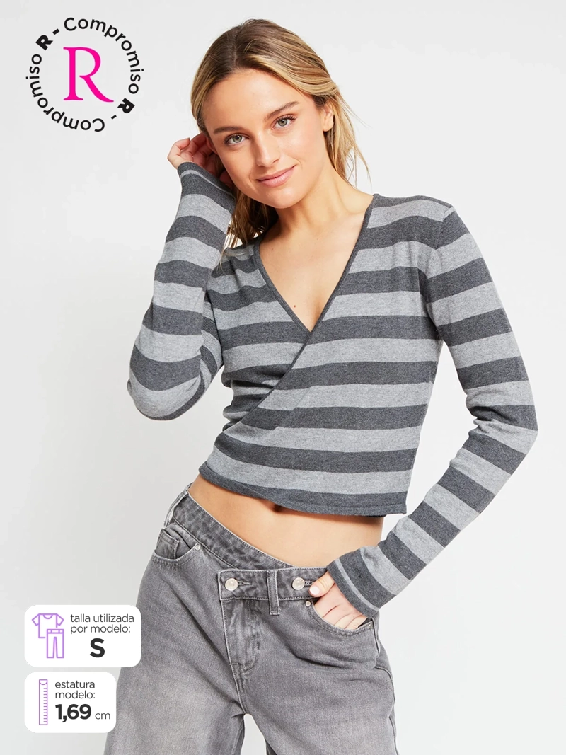 SWEATER MUJER INDEX ALGODÓN MANGA LARGA TIRAS CRUZADAS - 1