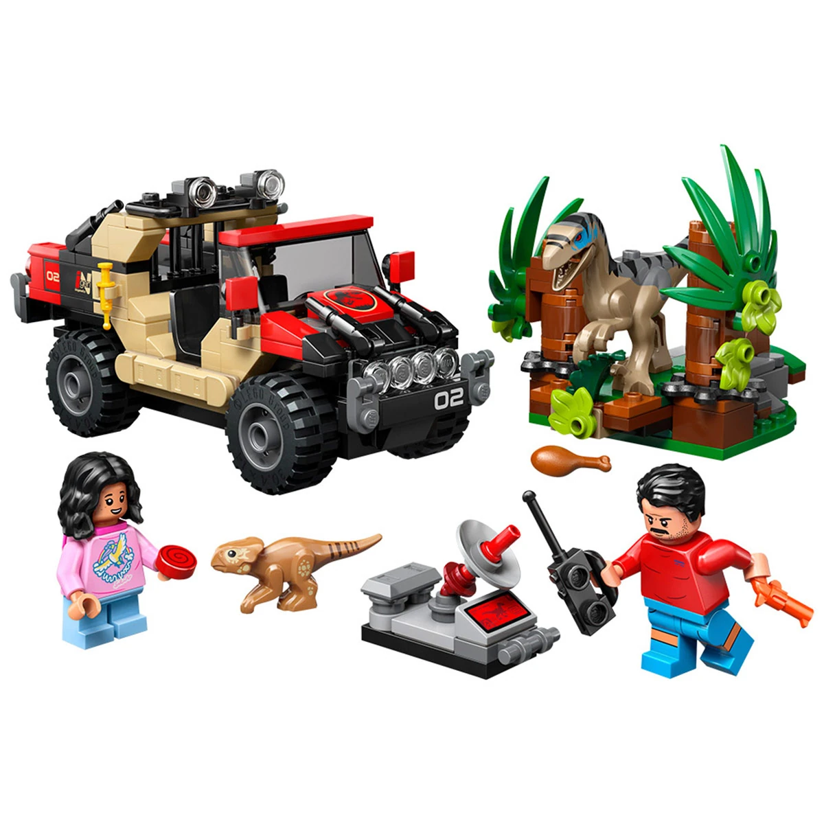 BLOQUES DE CONSTRUCCIÓN LEGO 76972 ESCAPE EN AUTO TODOTERRENO Y RAPTOR AL ACECHO - 1