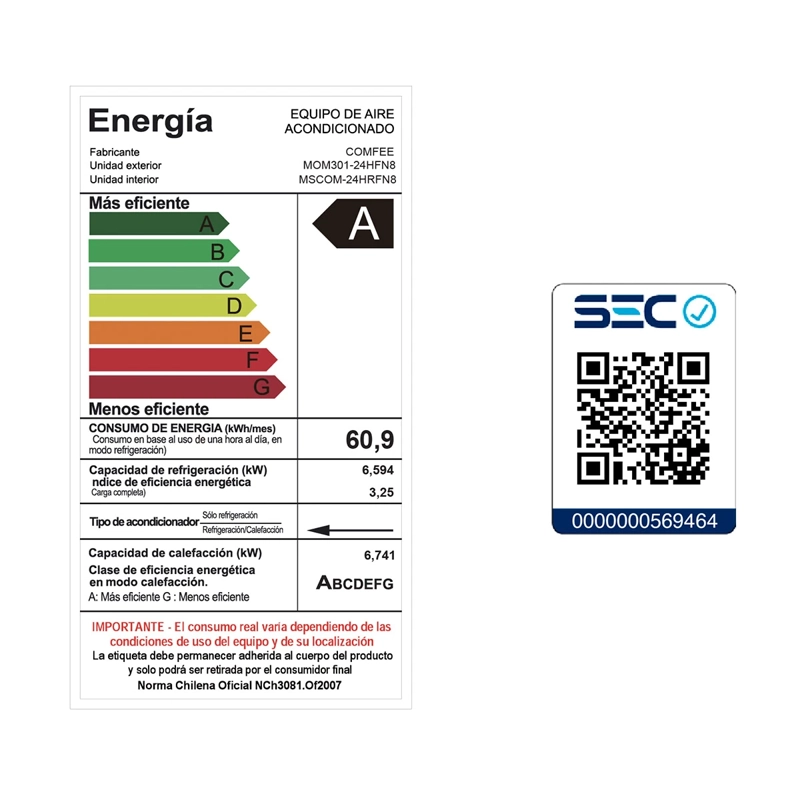 AIRE ACONDICIONADO SPLIT MIDEA INVERTER COMFEE 24000 BTU - 8