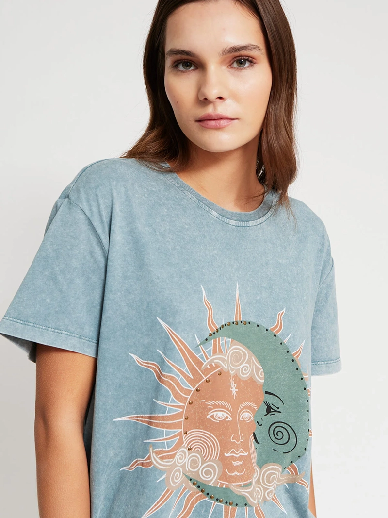 POLERA MUJER BARBADOS ALGODÓN MANGA CORTA TACHAS - 3