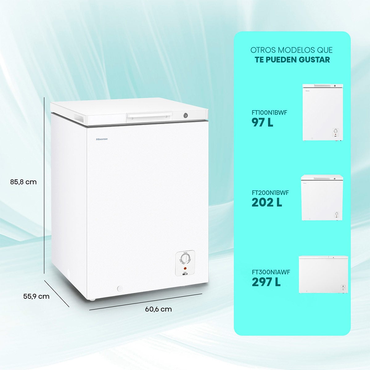 CONGELADOR HORIZONTAL HISENSE FT145N1BWF 141L FRÍO DIRECTO BLANCO - 3