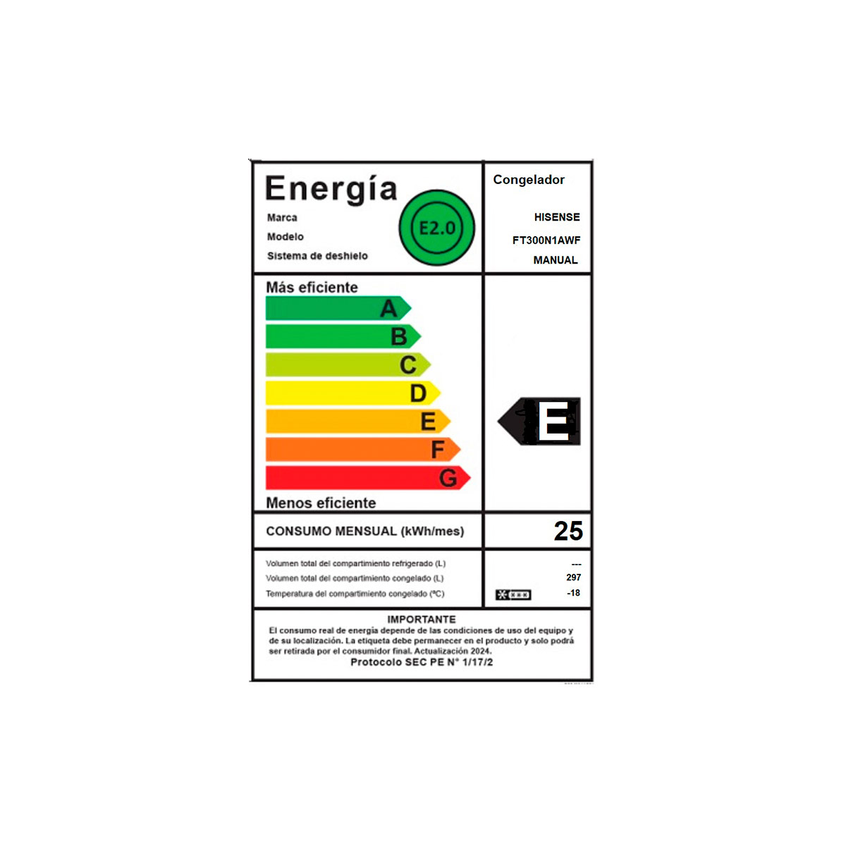 CONGELADOR HORIZONTAL HISENSE FT300N1AWF 297L FRÍO DIRECTO BLANCO - 15