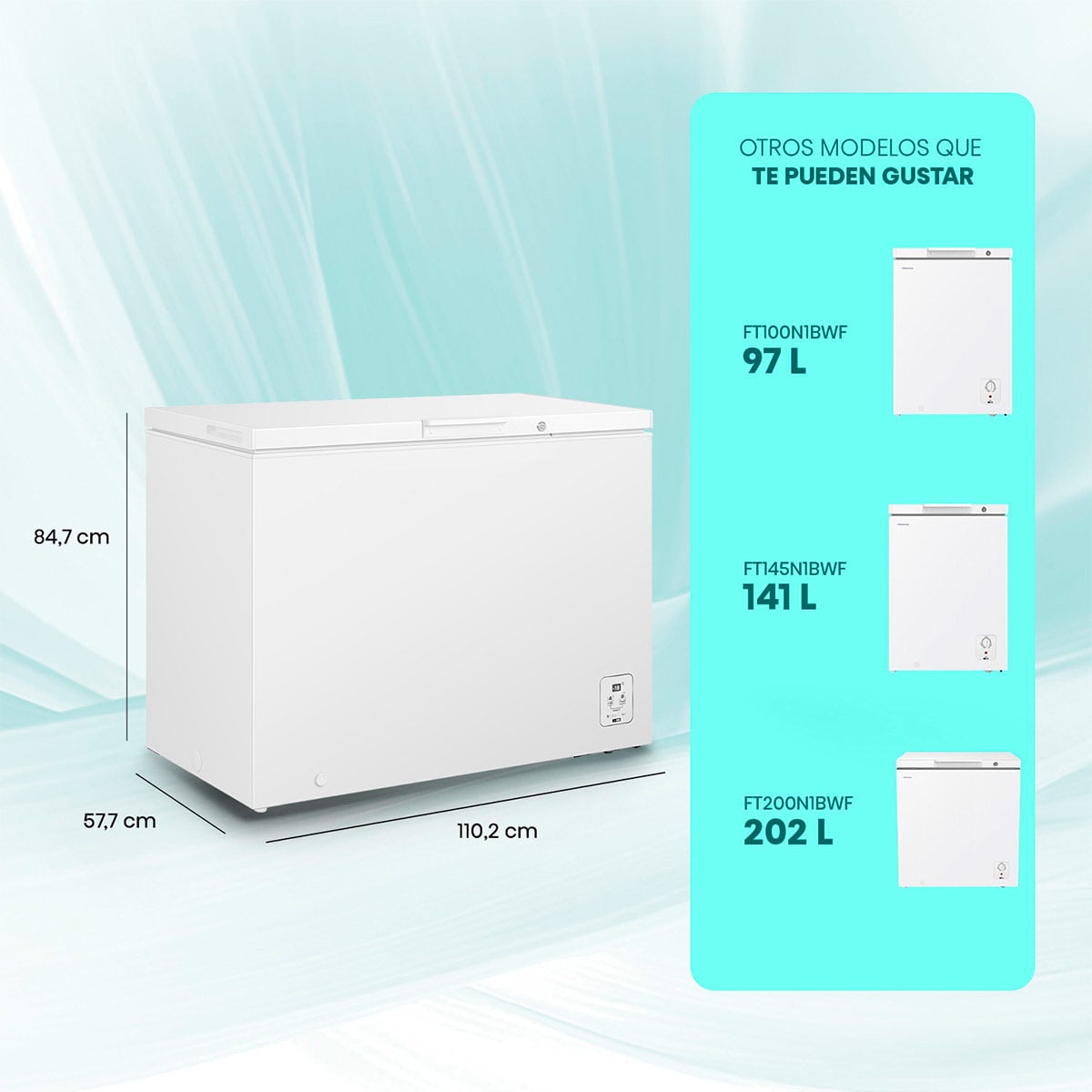 CONGELADOR HORIZONTAL HISENSE FT300N1AWF 297L FRÍO DIRECTO BLANCO - 3