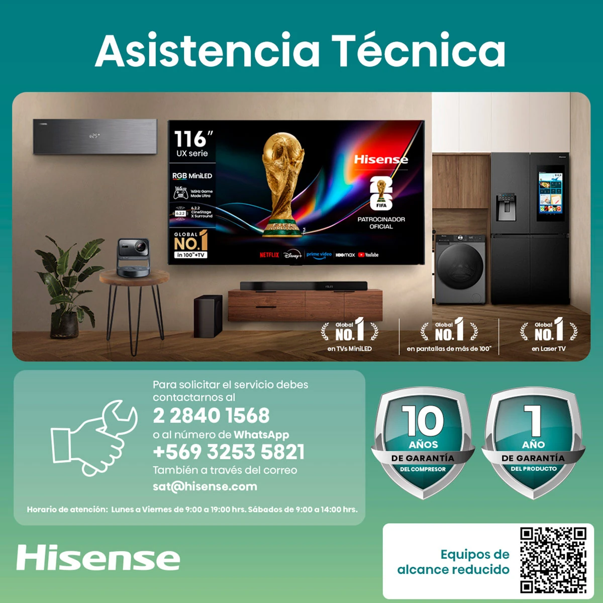 CONGELADOR HORIZONTAL HISENSE FT100N1BWF 97L FRÍO DIRECTO BLANCO - 14