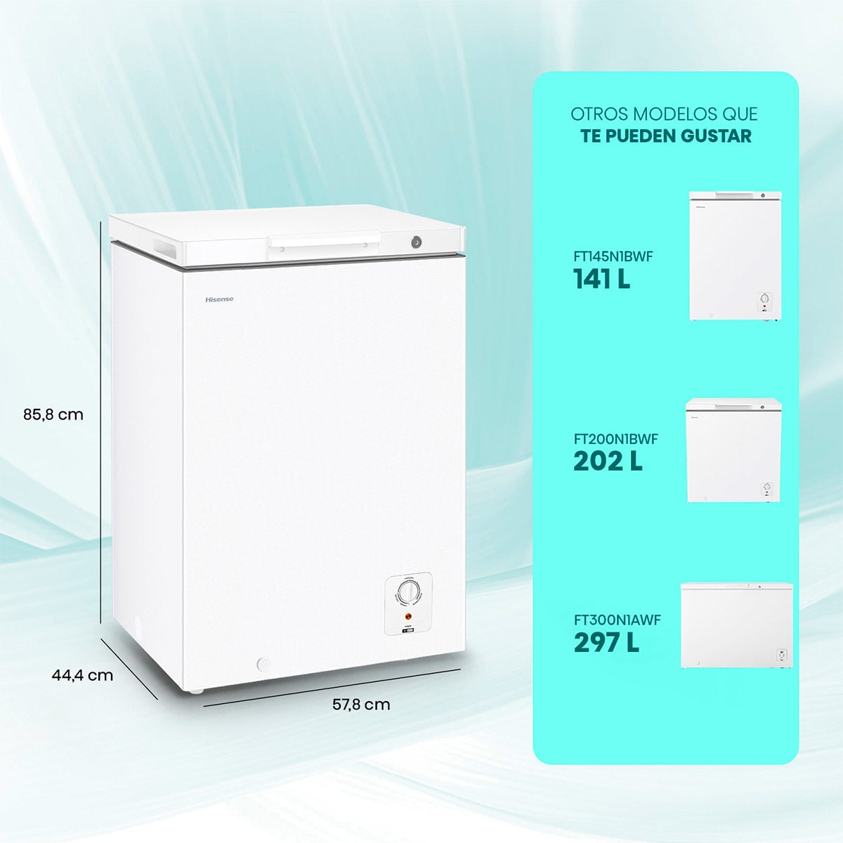 CONGELADOR HORIZONTAL HISENSE FT100N1BWF 97L FRÍO DIRECTO BLANCO - 3
