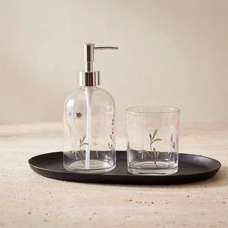 SET DE BAÑO RIPLEY HOME VASO + DISPENSADOR FLEURS