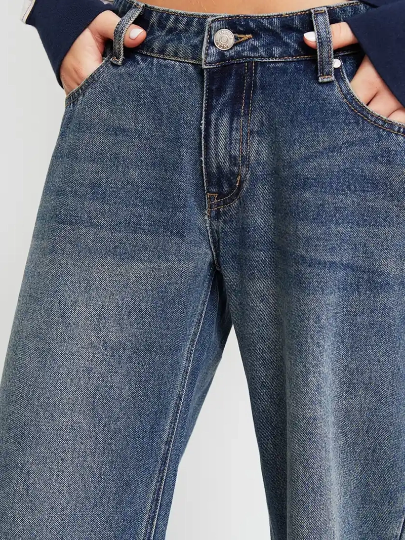 JEANS MUJER INDEX ALGODÓN WIDE LEG TIRO BAJO - 4