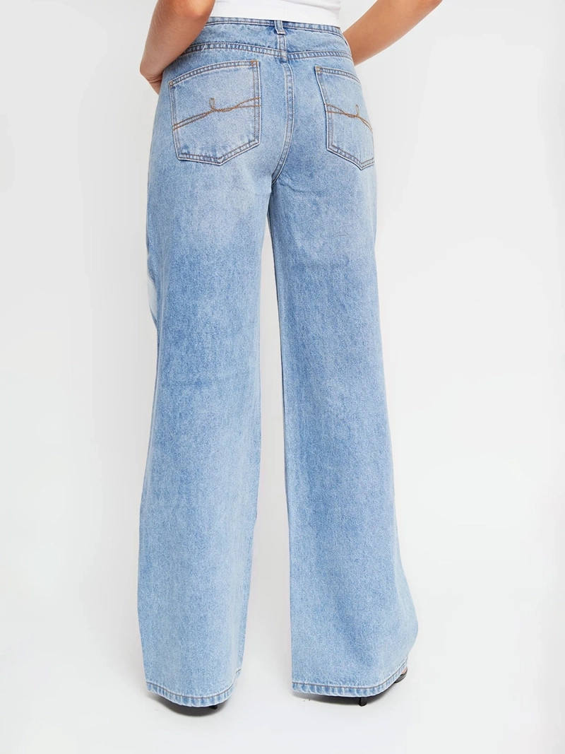 JEANS MUJER INDEX ALGODÓN WIDE LEG TIRO BAJO - 3