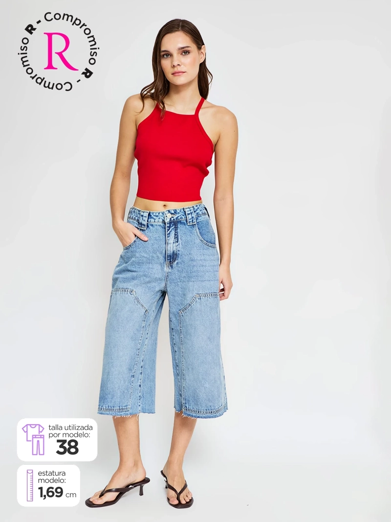 SHORT MUJER INDEX ALGODÓN LARGO DENIM
