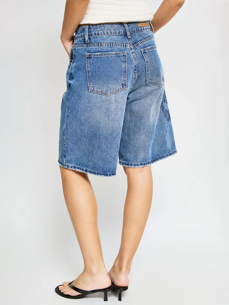 SHORT MUJER INDEX ALGODÓN LARGO DENIM BORDADO - 3