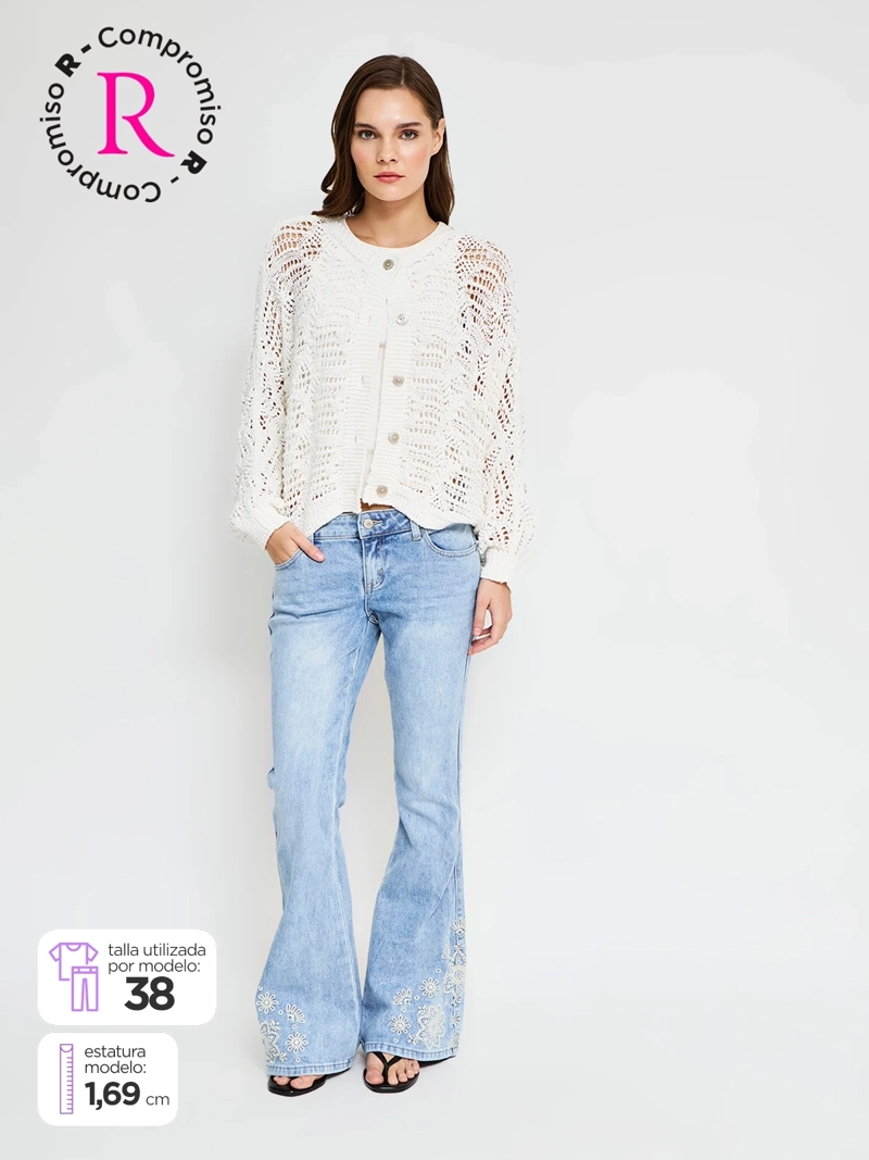 JEANS MUJER INDEX ALGODÓN BORDADO