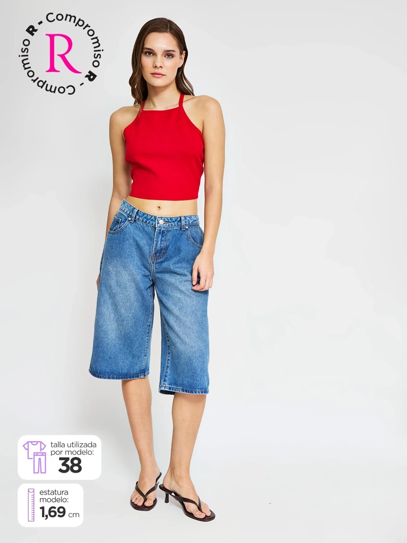 SHORT MUJER INDEX ALGODÓN LARGO DENIM