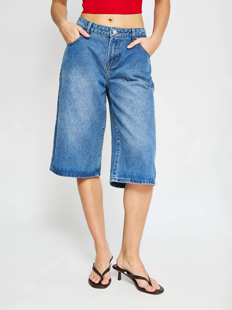 SHORT MUJER INDEX ALGODÓN LARGO DENIM - 2