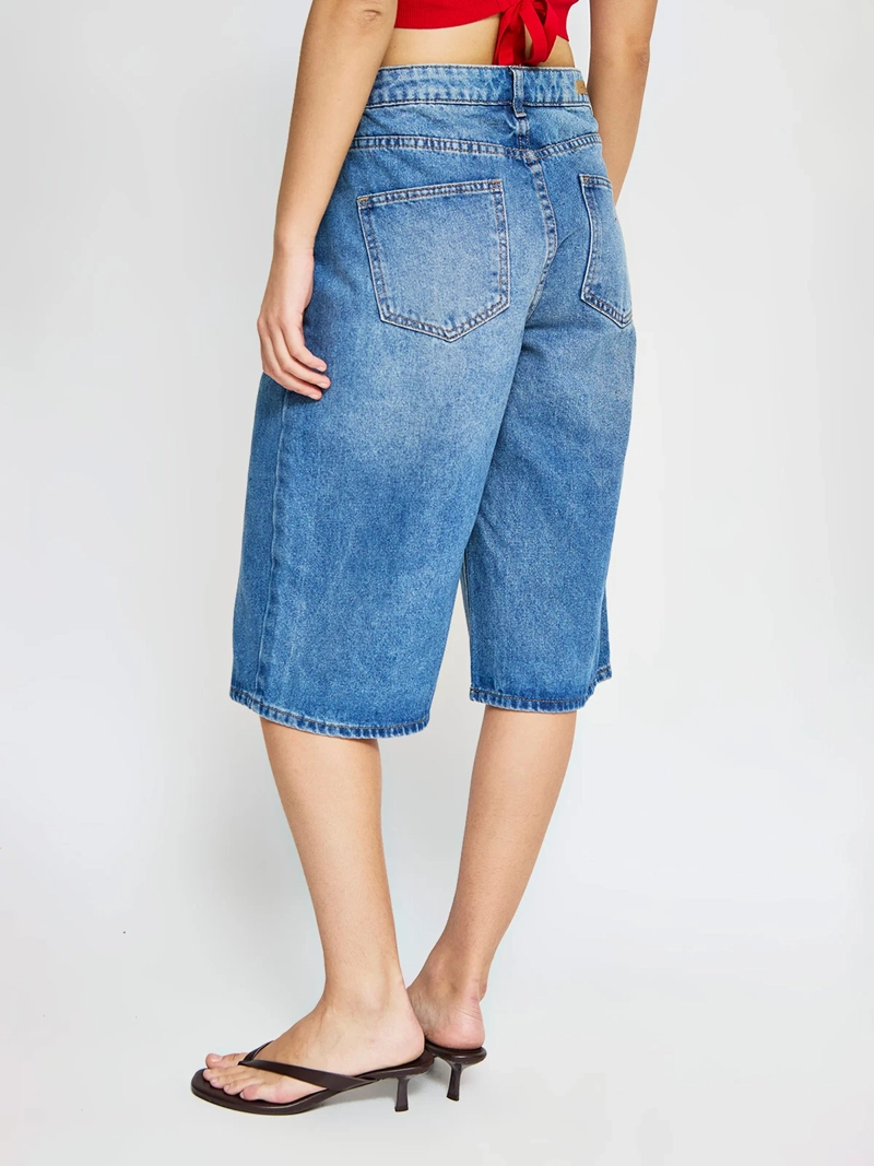SHORT MUJER INDEX ALGODÓN LARGO DENIM - 3