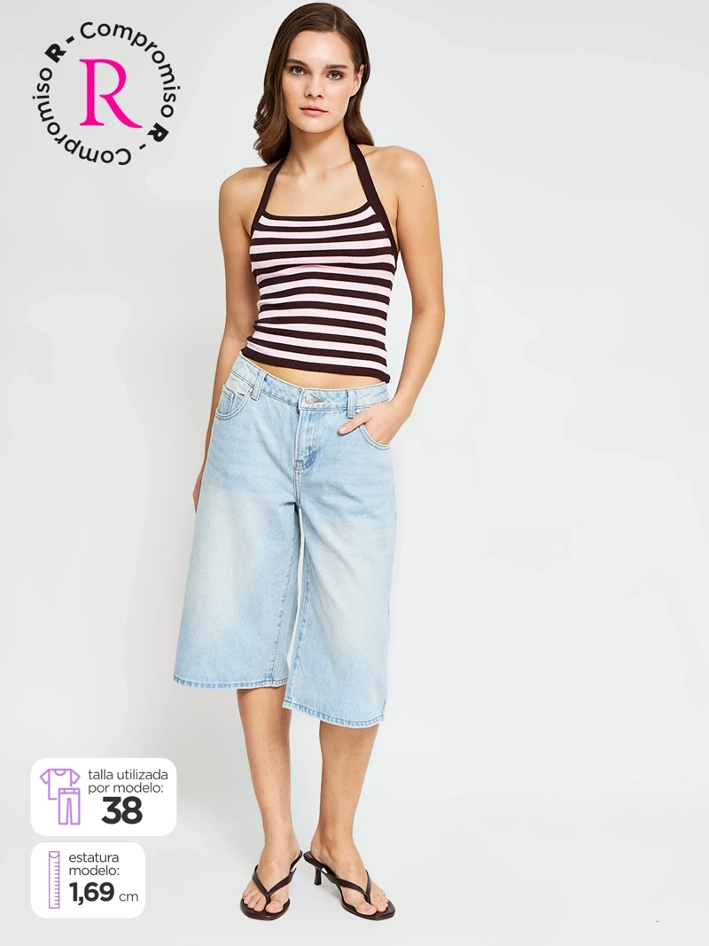 SHORT MUJER INDEX ALGODÓN LARGO DENIM - 1