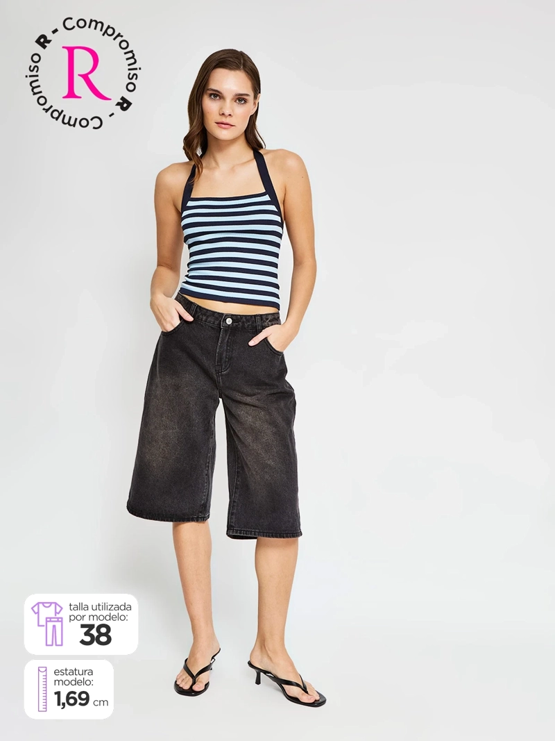 SHORT MUJER INDEX ALGODÓN LARGO DENIM