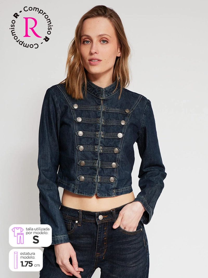 CHAQUETA MUJER INDEX ALGODÓN DENIM BOTONES - 2