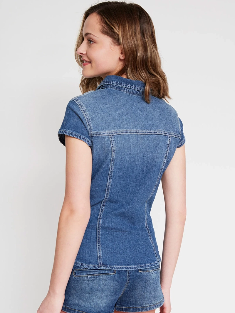 BLUSA MUJER INDEX ALGODÓN MANGA CORTA BOTONES - 2
