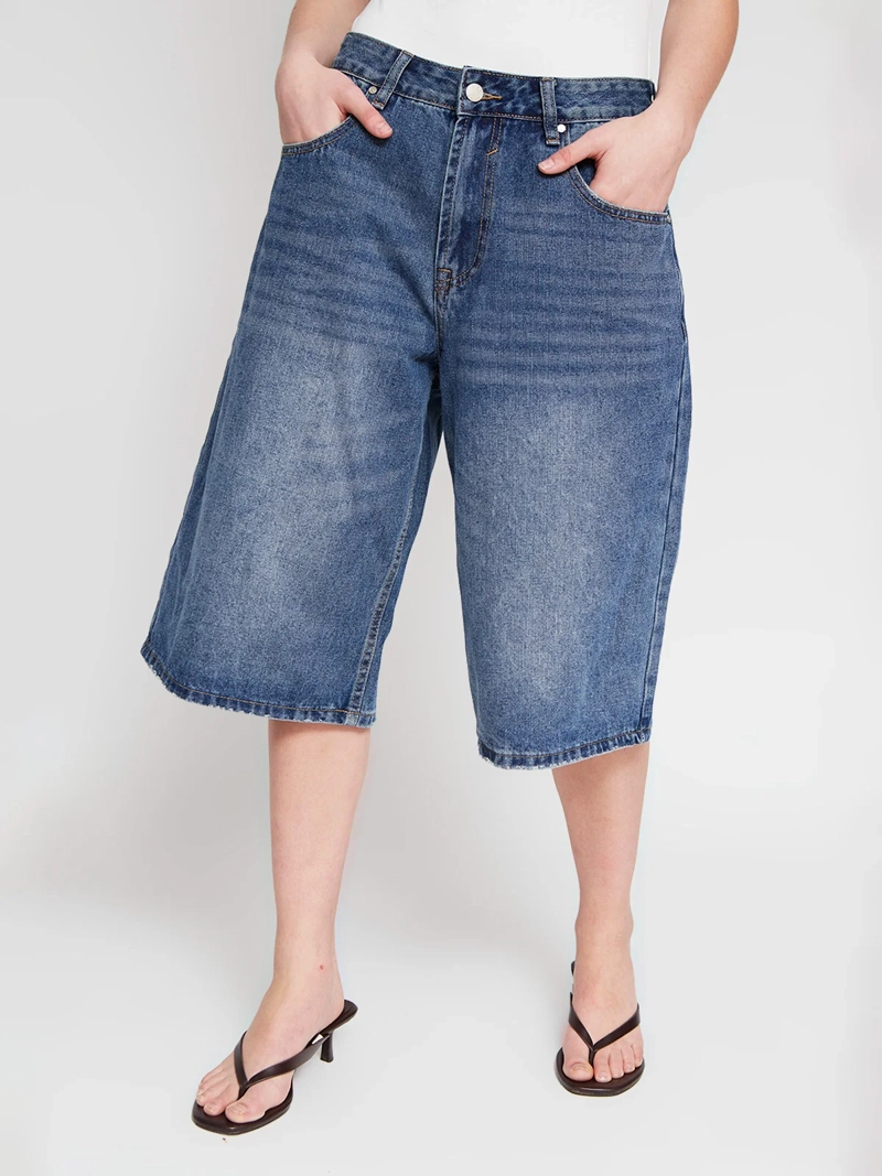 SHORT MUJER INDEX ALGODÓN LARGO DENIM - 3