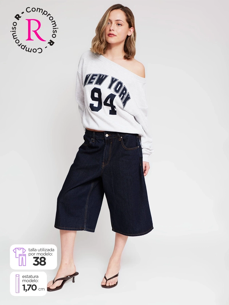 SHORT MUJER INDEX ALGODÓN LARGO DENIM - 1