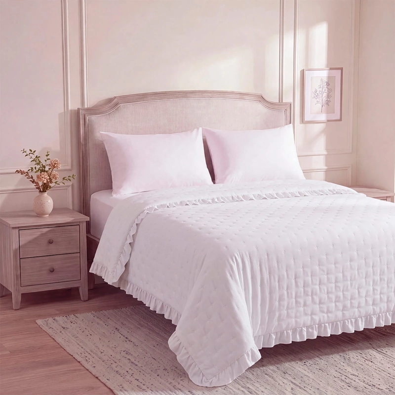 CUBRECAMA RIPLEY HOME FLOR VUELOS KING BLANCO - 2