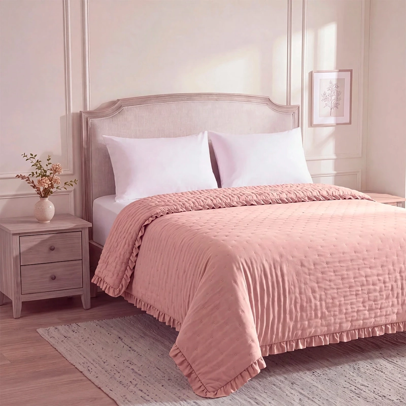 CUBRECAMA RIPLEY HOME FLOR VUELOS KING ROSA - 2