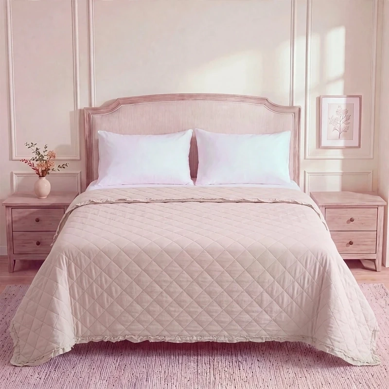 CUBRECAMA RIPLEY HOME CLASSIC COLLECTION RUFFLES 1.5 PLAZAS BEIGE