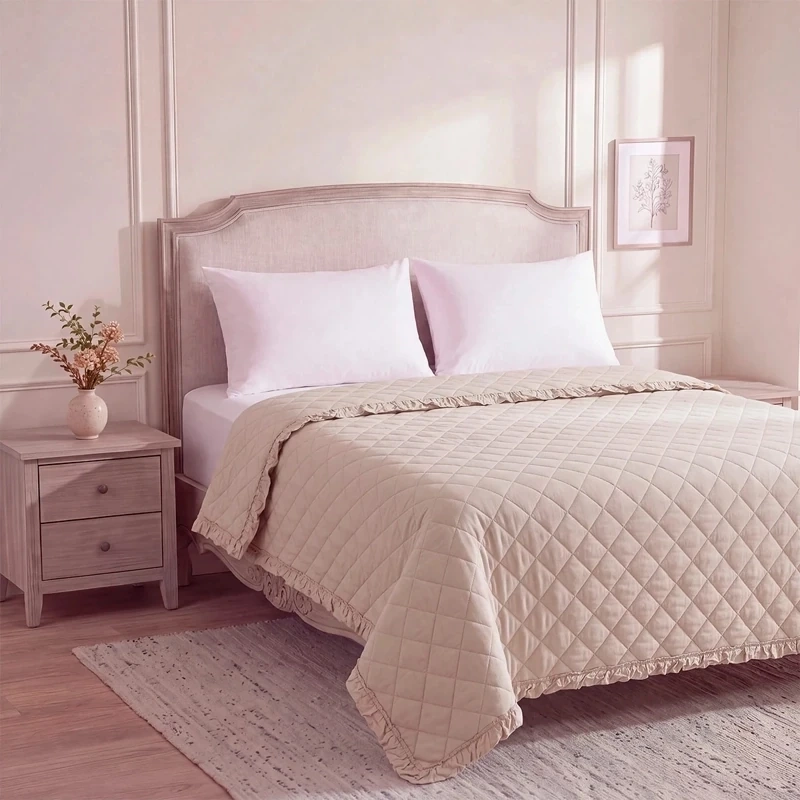 CUBRECAMA RIPLEY HOME CLASSIC COLLECTION RUFFLES 1.5 PLAZAS BEIGE - 2