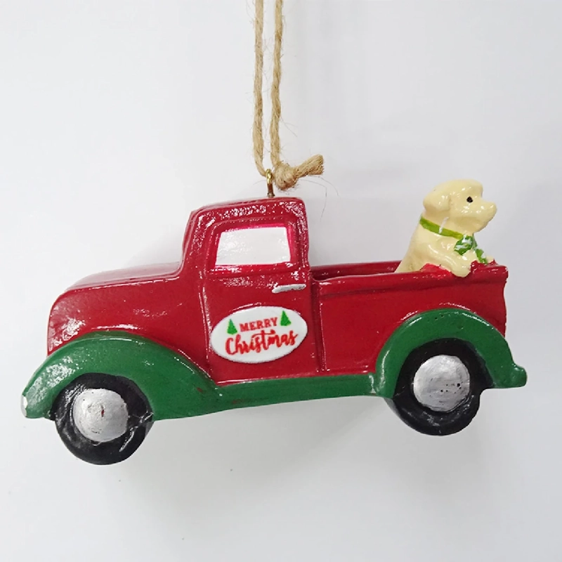 ADORNO NAVIDEÑO RIPLEY HOME TRADITIONAL XMAS CAMIONETA Y PERRITO ROJO - 2