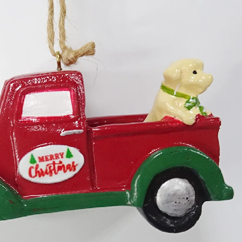 ADORNO NAVIDEÑO RIPLEY HOME TRADITIONAL XMAS CAMIONETA Y PERRITO ROJO - 3
