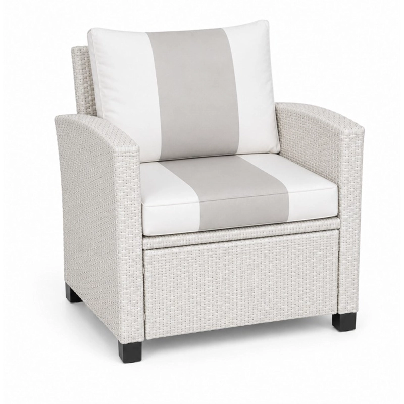 JUEGO DE LIVING MAISON LINETT CORNER RAYAS 3-2-1 BLANCO/GRIS - 3