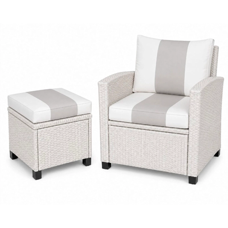 JUEGO DE LIVING MAISON LINETT CORNER RAYAS 3-2-1 BLANCO/GRIS - 6